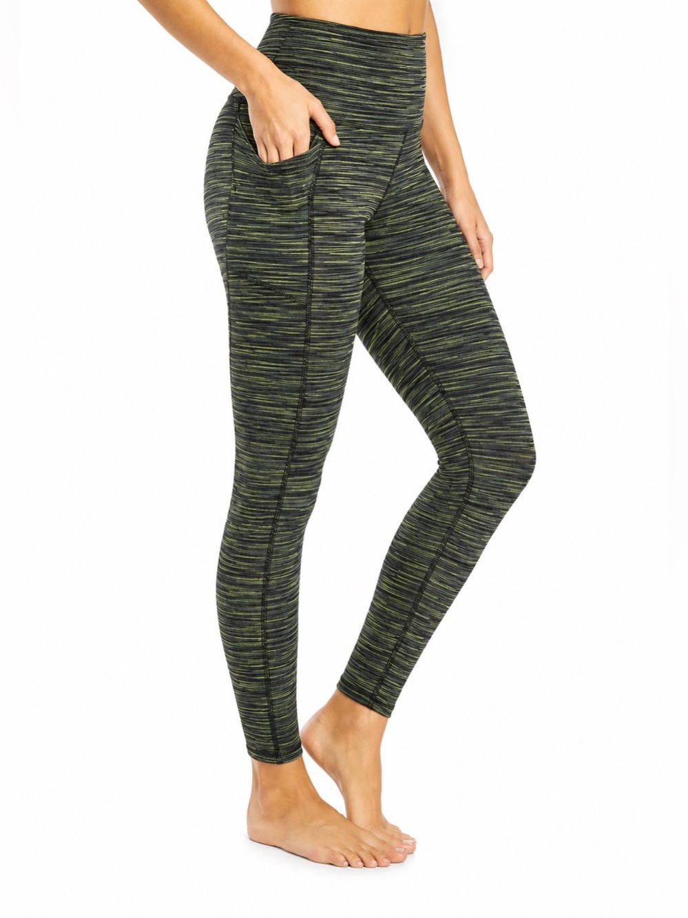 Free People Roll Out High Rise Yoga Leggings M Green Space Dye Side Pocket